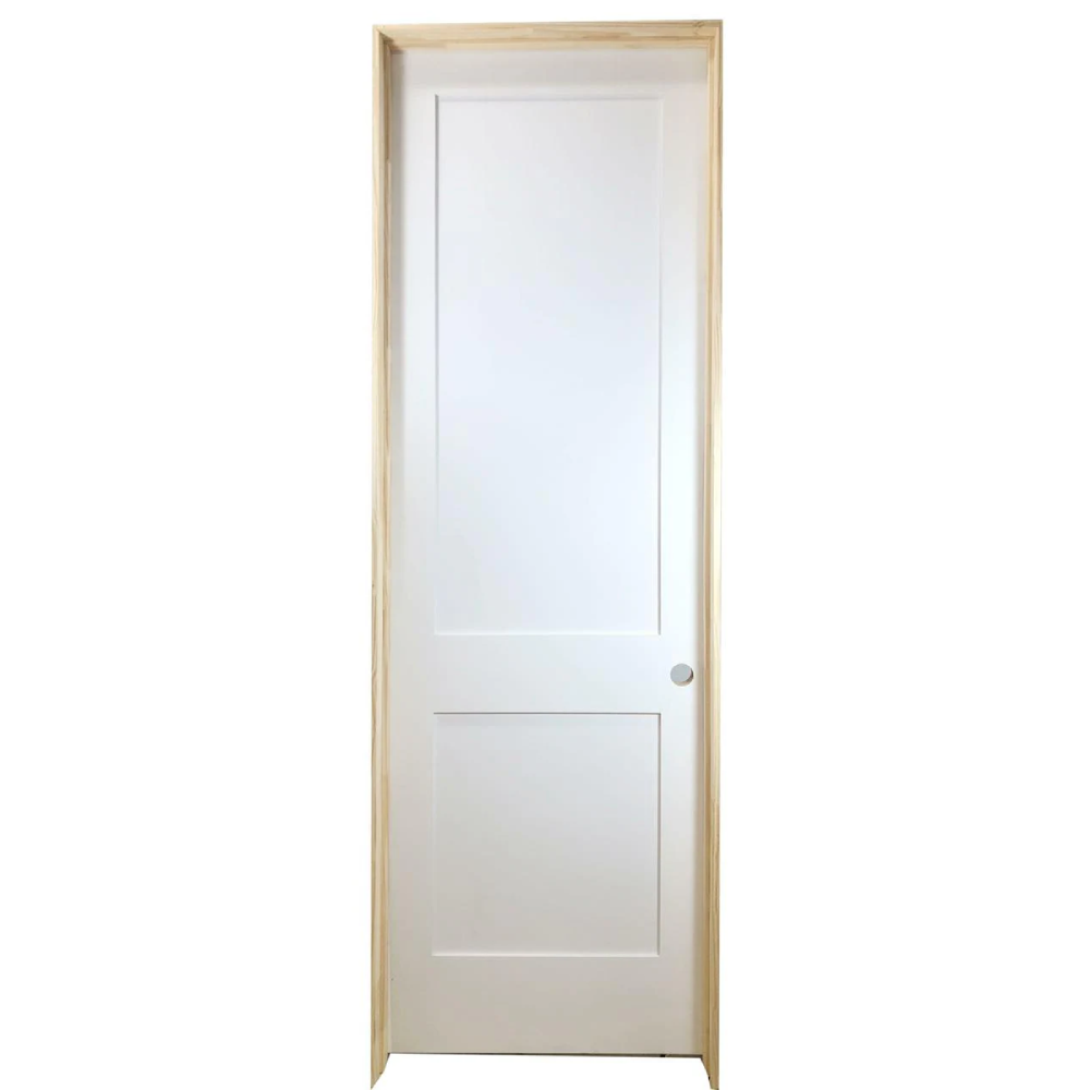 24 in x 96 in White 2-Panel Shaker Solid Core Primed MDF Prehung Interior Door